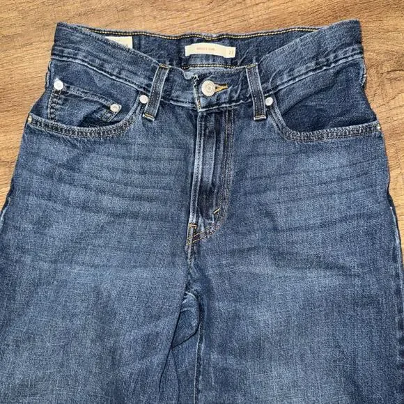 Levi's Premium Baggy Dad Jeans Women's 27 (Fits 28x29) Black Wide Leg Big E - Picture 2 of 11